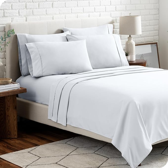 Bare Home Hotel Luxury Full Sheet Set, Extra Soft - 6 Piece Set - Deep Pockets - Easy Fit - Cooling & Breathable - Wrinkle, Fade, Stain Resistant - Includes 4 Pillowcases (Full, White)