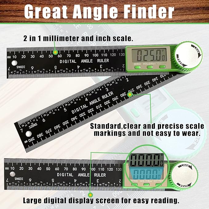 PDDYIER Digital Angle Finder Protractor, 2-in-1 Miter Saw, 7 Inch/200mm ABS Ruler, High Accuracy Measuring Tool for Woodworking, Metalworking, Carpenter, Construction