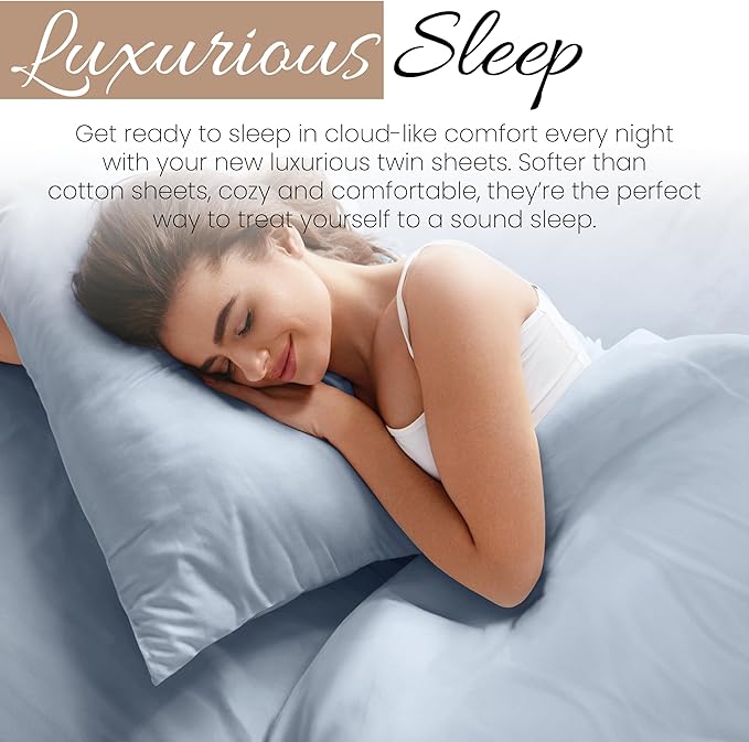 Linen Market Bed Sheets for Twin Size Bed (Light Blue) - Sleep Better Than Ever with These Soft and Cooling Twin Sheets - Deep Pocket Fits 16" Thick Beds - 3 Piece Twin Sheet Set