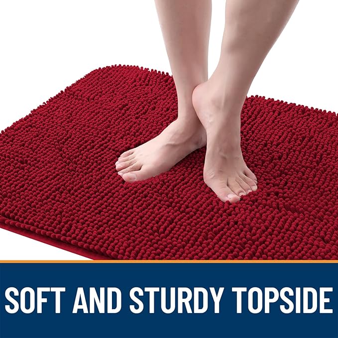 OLANLY Dog Door Mat for Muddy Paws 70x46, Absorbs Moisture and Dirt, Absorbent Non-Slip Washable Doormat, Quick Dry Chenille Mud Mat for Dogs, Entry Indoor Entryway Carpet for Inside Floor, Red