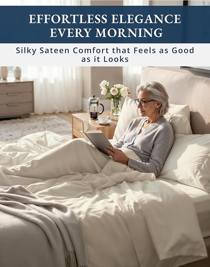 100% Egyptian Cotton King Size Sheets Set – Luxury 1000 Thread Count Ultra Soft & Durable Christmas Sheets King Size, Silky Sateen Weave, Snug Fit 15" Deep Pocket, Hotel Comfort at Home - Ivory