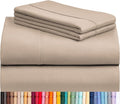 LuxClub 4 PC Queen Sheet Set, Deep Pockets Wrinkle Free Cooling Bed Sheets Hotel Bedding for Women, Men, Includes 1 Fitted Sheet, 1 Flat Sheet and 2 Pillowcases-Soft Light Khaki