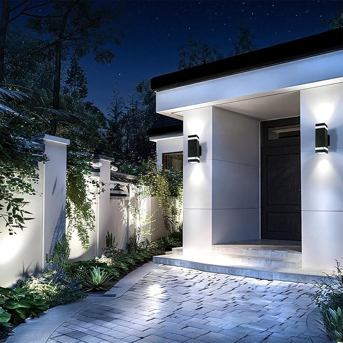 iYogaled Dusk to Dawn Motion Sensor Porch Light with 3 Lighting Modes, Modern Up Down Wall Sconce with GU10 Bulbs, Heavy Aluminum Exterior Light Fixtures for Entryway, Patio, Garage,ETL Listed