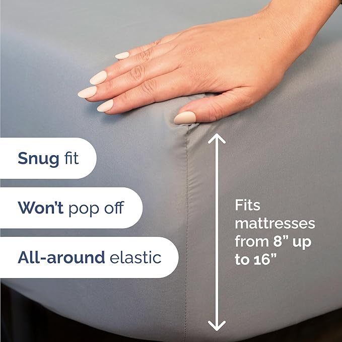 Twin 4 Piece Sheet Set - Cooling, Comfy & Breathable - Hotel Luxury Bedding, Includes Fitted Sheet for Women, Men, Kids & Teens - 1 Flat, 1 Fitted Sheet, 2 Pillowcases with Deep Pockets - Steel Blue