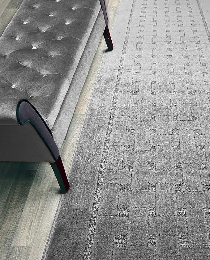 Non Slip Washable Carpet Runner Rug with Rubber Backing, Custom Floor Mat for Kitchen Hallway Stairs Bedroom Bathroom Entry, Grey, Your Choice of Length, 26 Inch X 10 feet