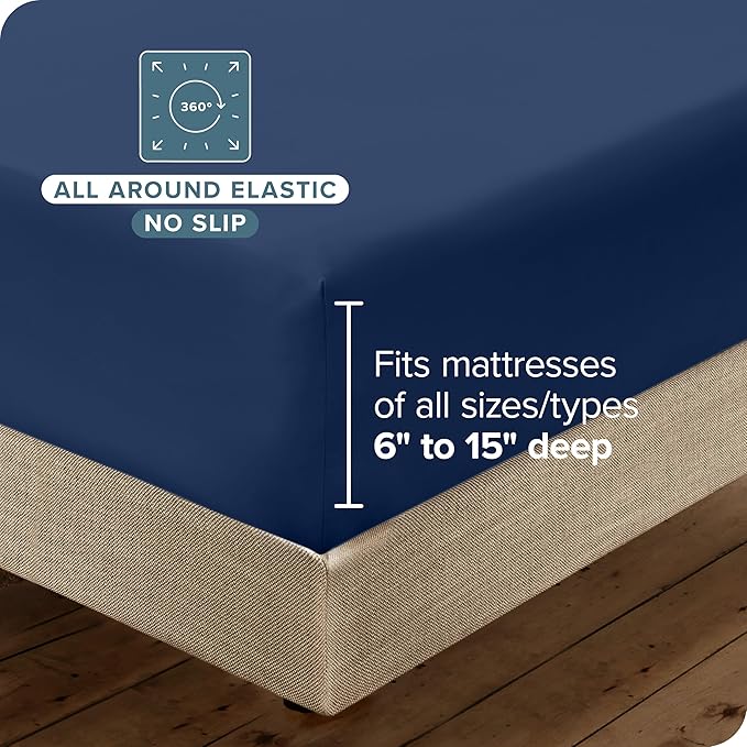 Bare Home Hotel Luxury Cal King Sheet Set, Extra Soft, 6 Piece Set, Deep Pockets, Easy Fit, Cooling & Breathable, Wrinkle, Fade, Stain Resistant, Includes 4 Pillowcases (California King, Dark Blue)