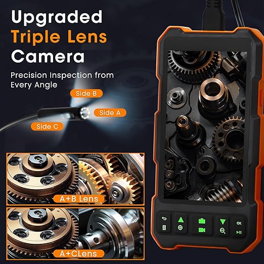 Epicmate Triple Lens Sewer Inspection Camera-Snake Camera with Light 16.5 ft, 5" IPS Screen Endoscope with Lights 1080P Industrial Borescope, IP67 Waterproof Drain Pipe Drain Snake with 32G Card