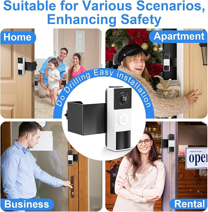 Anti-Theft Doorbell Mount No Drill Compatible with Tapo/Orbitell/Eufy/Aosu Video Doorbell, Universal Doorbell Camera Mount, Adjustable Mounting Bracket Holder Accessories for Apartment Rentals Mount