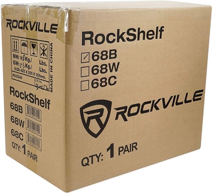 Rockville Pair RockShelf 68B V2 400W Black 6.5" Home Bookshelf Speakers, 8 Ohm, Kevlar Woofers, Silk Dome Tweeters, Wall-Mountable, for Home Theater and Stereo Systems
