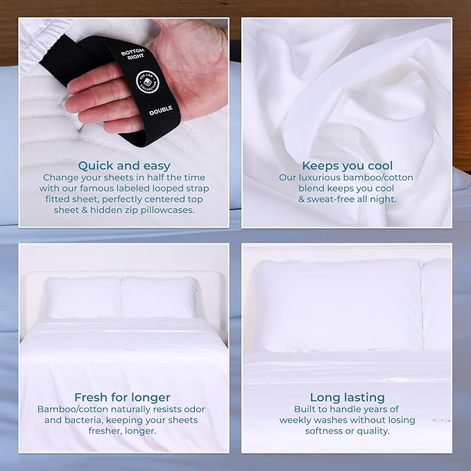 THE LAD COLLECTIVE 3.0 Bedding Set Twin XL Size 4 Pieces Premium Bed Set with Fitted Sheet, Top Sheet, and 2 Pillowcases, Malibu White