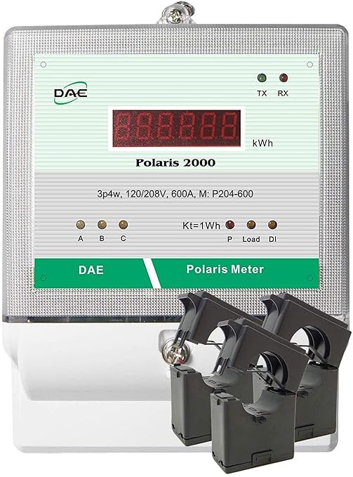 DAE P204-600 KIT, 600A, UL kWh Smart Submeter, 3 Phase, 120/208V, 3 Split CTs (Inner Dia. 1.38 in)