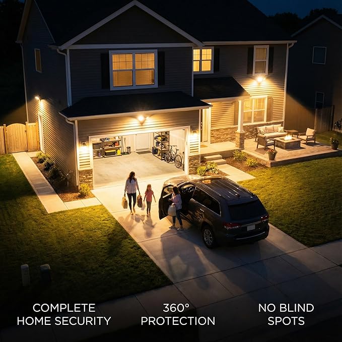 XXBSAZ 100W LED Flood Lights Outdoor, Plug-in & Hardwired Security Lights, IP66 Waterproof 6500K Daylight for Driveway, Garage & Backyard (2 Pack)