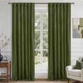 LAMIT Velvet Curtains 102 Inches Long for Living Room, Sage Green Thermal Insulated Soundproof Panels Room Darkeing Back Tab and Rod Pocket Drapes for Bedroom/French Country, 2 Panels, 52 x 102 Inch