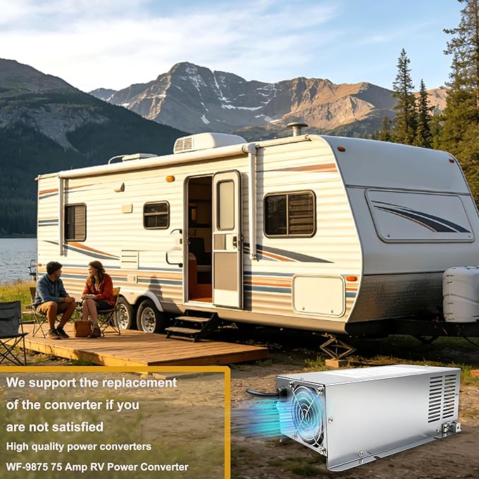 WF-9875 75 Amp Power Converter, WF-9875-AD, Replace for Trailer Camper 9800 Series,WF-9875-MBA,WF-9875-AD-MBA, 75 Amp Power Converter for Rv, 5 Years Warranty