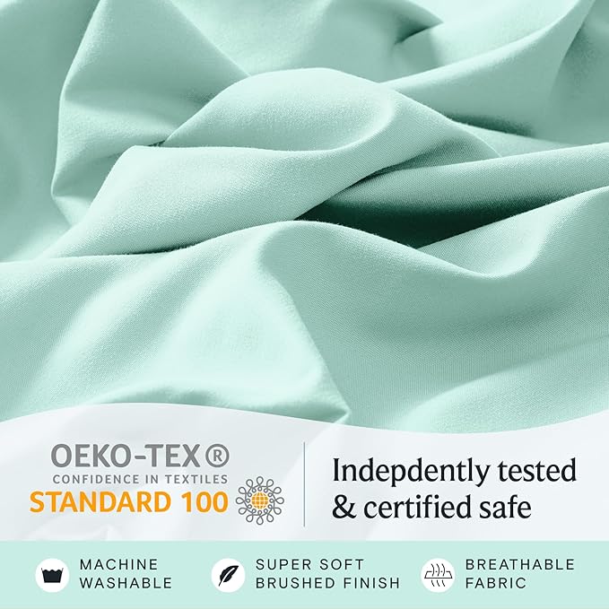 LuxClub 3 PC Twin Sheet Set, Deep Pockets Wrinkle Free Cooling Bed Sheets Hotel Bedding for Women, Men, Kids & Teens, Includes 1 Fitted Sheet, 1 Flat Sheet and 1 Pillowcase-Silky Soft Aquamarine