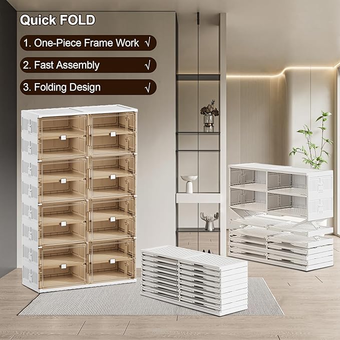 36 Pairs Shoes Storage Cabinet of 3-Step Fast Installation,Plastic Shoe Rack with Clear Magnetic Door for Display, Shoe Organizer for Sneaker, Sandals, Heels (2 Row, 9 Tier)