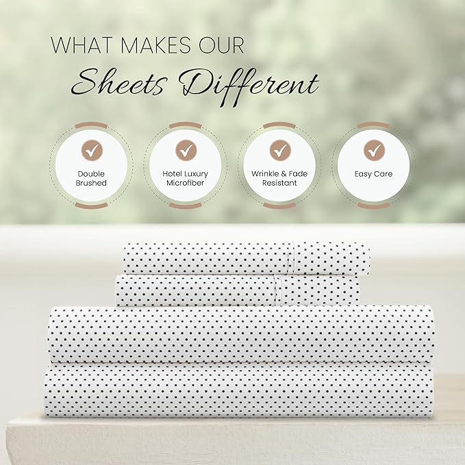 Linen Market Double-Brushed Patterned Microfiber King Sheet Set 4 Piece – Oeko-TEX Certified Ultra Soft & Wrinkle-Free - 16" Deep Pocket Sheets - Easy Care King Size - Stippled Gray