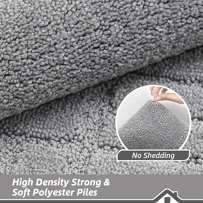 BEQHAUSE Door-Mat-Non-Slip Dirt Trapper Door Mats Low-Profile Front Door Mat Absorbent Floor Mats for Entryway Washable Mud Resistant Home Entrance Doormat, Light Grey, 24"x60"