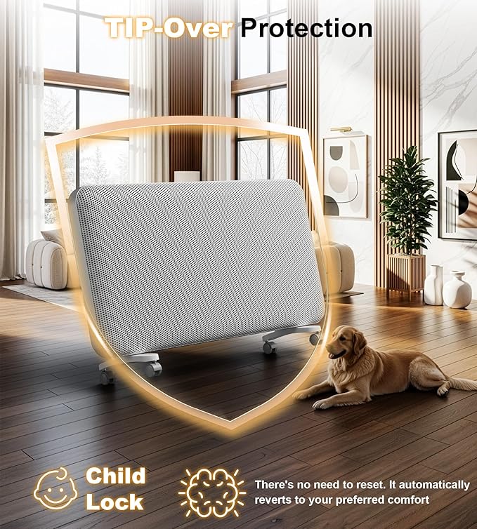 Landeagle Convection Infrared Space Heaters for Large Room, 1500W Electric Heater with Thermostat, 24H Timer,360° Whole-Room Heating, Heaters with Tip-over & Overheat Protection for Indoor Use(32IN)