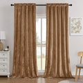 SMILETIME Amber Beige Crushed Velvet Curtains 52x108inch Rod Pocket Luxurious Thermal Insulated Soundproof Drapes Soft and Durable Light-Filtering Window Treatments for Living Room Bedroom, 2 Panels