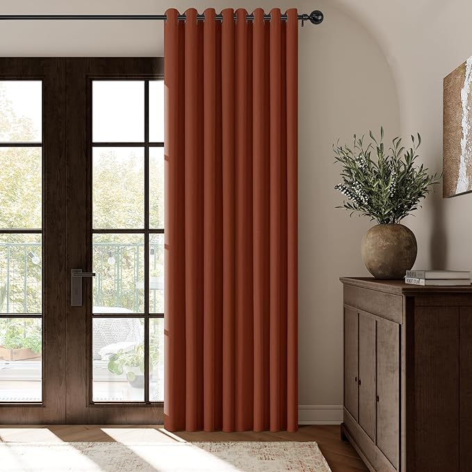 ChrisDowa 100% Blackout Terracotta Solid Curtains 90 Inches Long 2 Panels for Bedroom Living Room,Farmhouse Room Darkening Thermal Insulated Soundproof Grommet Top Window Treatment Drapes,52x90