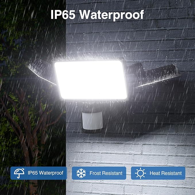 SZPOWER 150W Motion Sensor Lights Outdoor for Outside, 15000LM LED Flood Lights Outdoor Wired Dusk to Dawn, Exterior Security Floodlight Fixture Waterproof IP65, Outdoor Lighting for House, Garage