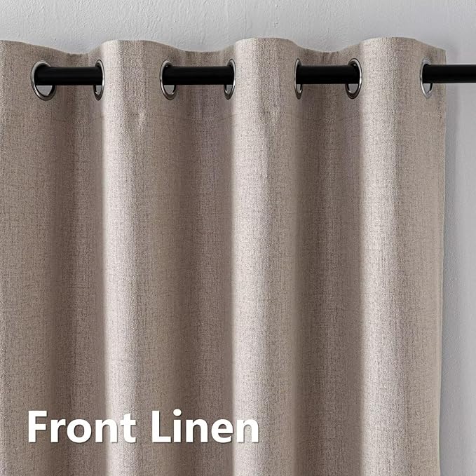 100% Blackout Curtains 96 Inch Length 2 Panels Set, Black Out Curtains for Living Room, Beige Thermal Insulated Grommet Drapes Bedroom Luxury Decor Privacy(70W × 96L inch, Beige)