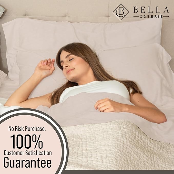 Bella Coterie Luxury Bamboo Viscose Queen Size Sheet Set | 100% Organically Grown | Ultra Soft | Cooling for Hot Sleepers | 18" Deep Pocket [Dune]