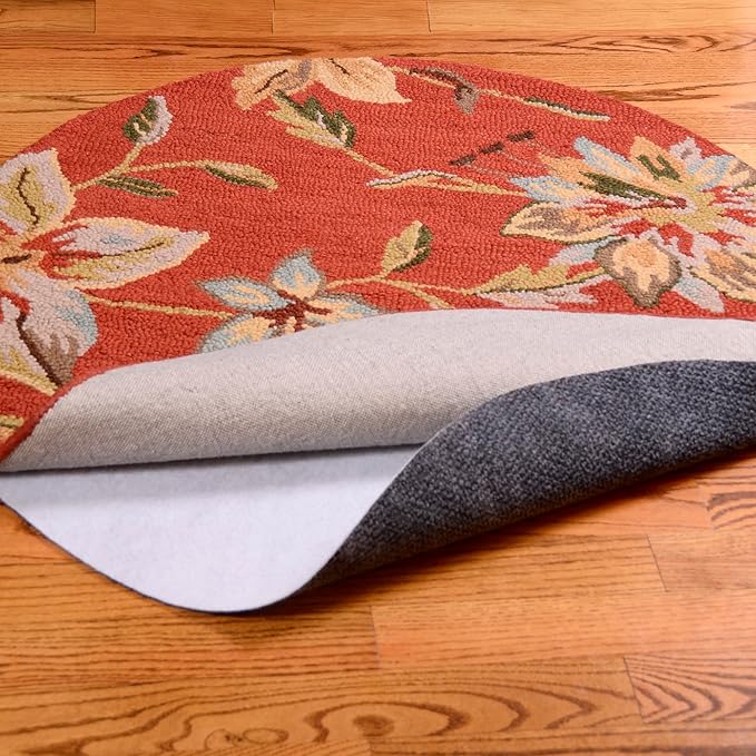 6' Round Non-Slip Rug Pad, Reversible Gripper, Non Skid Pads for Hardwood, Vinyl, Tile, Laminate Floors, Keep Area Rugs Secure, Natural Materials Safe for Indoor Flooring, ¼” Thick