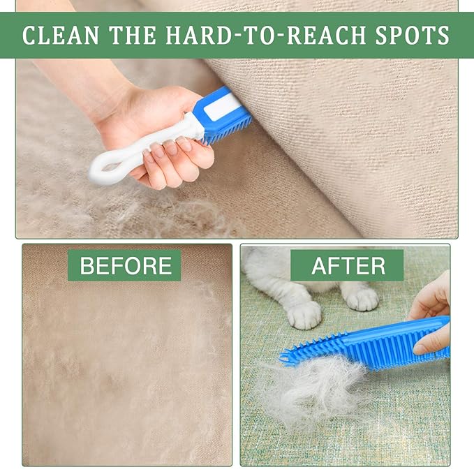 Akamino 3 Pieces Pet Hair Remover - Car & Auto Detailing Brush, Lint Remover for Dogs Cats, Rubber Massage Brush for Furniture, Car Interiors, Carpet