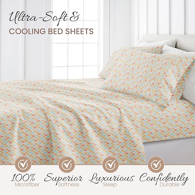 Linen Market Double-Brushed Patterned Microfiber Twin Sheet Set 3 Piece – Oeko-TEX Certified Ultra Soft & Wrinkle-Free - 16" Deep Pocket Sheets - Easy Care Twin Size - Fall Foliage Yellow