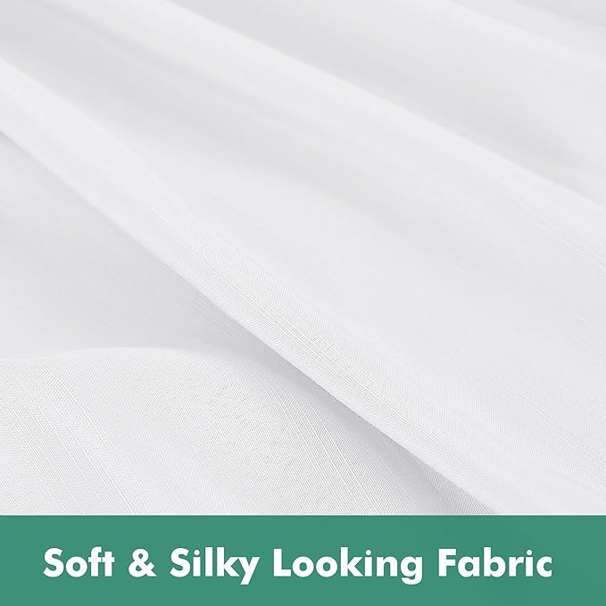 Biscaynebay Wrap Around Bed Skirts with Split Corners for Queen Beds 18" Drop, White Adjustable Elastic Dust Ruffles Easy Fit Wrinkle Resistant Silky Luxurious Fabric Machine Washable