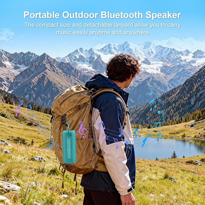 YOLOEMOT Bluetooth Speakers Wireless Loud Stereo Sound, Powerful Deep Bass, TWS Pairing, IPX7 Waterproof Dustproof,12H Playtime, Portable Speaker Bluetooth for Travel, Sport, Party, Biking (Teal)