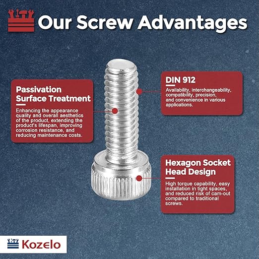 Kozelo 100pcs Socket Head Cap Screws - [M4-0.7 x 14mm] 304 Stainless Steel Allen Socket Drive for Electrical Motor 3D Printing Fan Engine Replacement Use, Silver