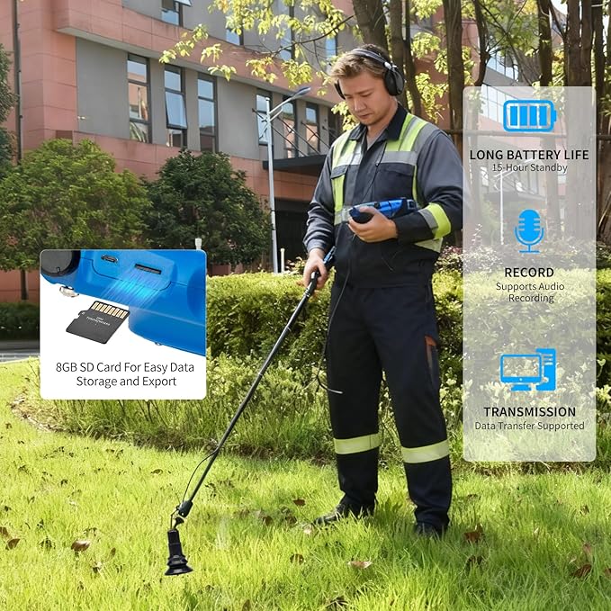 PQWT L9000 Professional Water Leak Detector for Pressure Pipes Combines Acoustic Census Location and Tracer Gas Detection Modes with Touchscreen and Depth up to 8 Meters