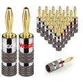 WGGE WG-029 Banana Plugs Audio Jack Connector, 24k Gold Dual Screw Lock Speaker Connector for Speaker Wire, Wall Plate, Home Theater, Audio/Video Receiver, and Sound Systems ((12 Pairs (24 Plugs)))