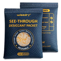 wisedry 2 x 500 Gram See-Through Silica Gel Desiccant Packets, Large Capacity Moisture Absorbers Bags, Color-Indicating Desiccant Packs for Storage, Reusable Gun Safe Dehumidifier