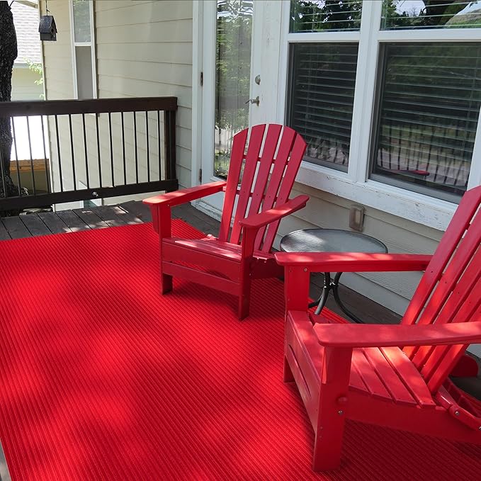 Ottomanson 3'11" x 31' Hallway Runner with Scraper Pile - Extra Durable Non-Slip Rug Mat for Indoor & Outdoor Use - Ideal for Kitchen, Entryway & Garage - High-Traffic Carpet, Red