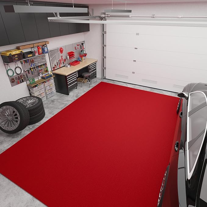 Ottomanson 6'6" x 20' Hallway Runner with Scraper Pile Extra Durable Non-Slip Rug Mat for Indoor & Outdoor Use - Ideal for Kitchen, Entryway, Patio & Garage - High-Traffic Carpet, Red
