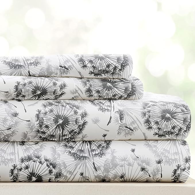 Linen Market 4 Piece California King Bedding Sheet Set (Gray Floral) - Sleep Better Than Ever with These Ultra-Soft & Cooling Bed Sheets for Your Cal King Size Bed - Deep Pocket Fits 16" Mattress