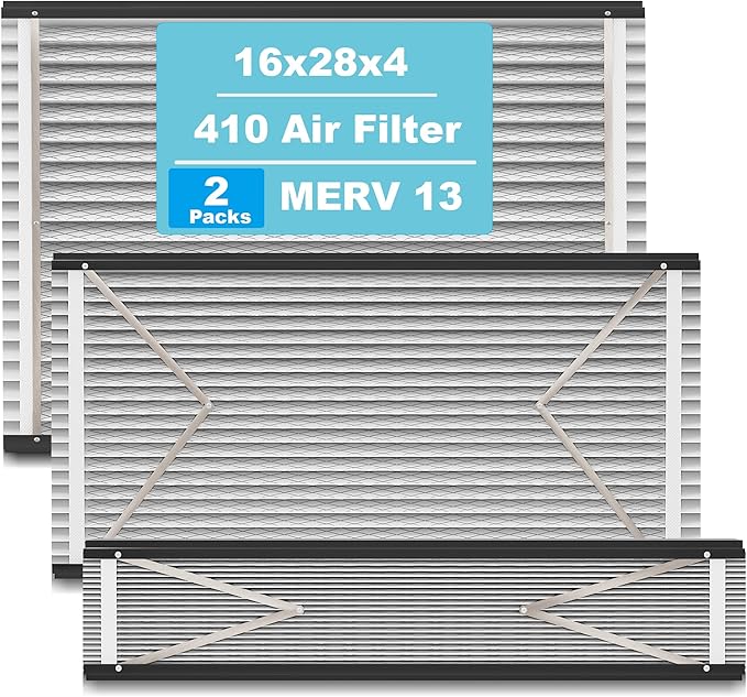 (2-Pack) 410 Replacement Filter Compatible with April-Aire Whole House Air Purifier 4400, 3413, 2416, 2413, 1610, 1413 MERV 10, Actual Size: 16.75" x 27.75" x 4", Nominal Size: 16''x28''x4''