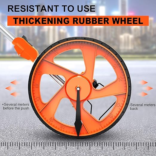 Zozen Distance Measuring Wheel, Measure Wheel in Feet and Inches, Collapsible/Mechanical/One Key to Reset/Kickstand to Keep Stand/Starting Point Arrow and Carrying Bag, Adapt to Various Roads.