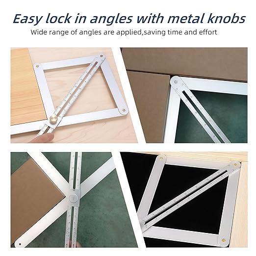 Premium Corner Angle Finder, Protractor Angle Finder Tool, Miter Angle Finder for Precise Cuts and Corner Measurements, Aluminum Alloy Build (Plastic-Short)