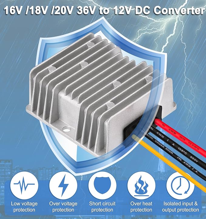 EAGWELL DC 8-40V to 12V Converter 6A 72W Step Down Converter Voltage Reducer IP68 Waterproof Transformer for Golf Cart Truck Boat Vehicle