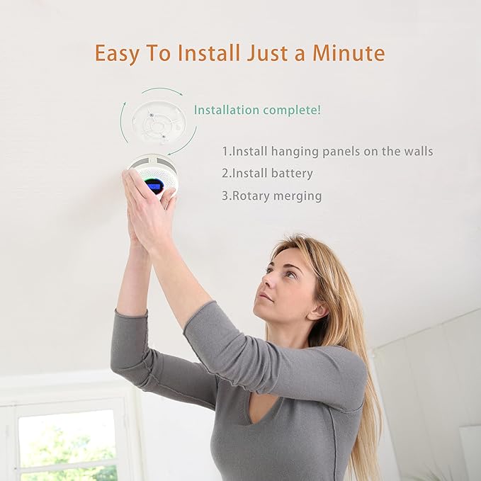 Kesymo 4Pack Upgraded Interlinked Smoke Carbon Monoxide Detector, Battery Powered&Wireless Interconnected Smoke and CO Alarm, Transmission Range of Over 820 ft (Includes Battery)