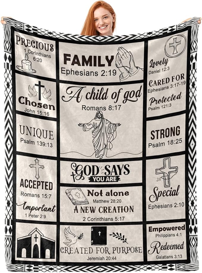 Bible Verse Christian Gift Blanket 30"x40", Inspirational Faith Throw for Believers, I Am a Child of God Blanket,Baptism Spiritual Gifts for Catholic Men Women