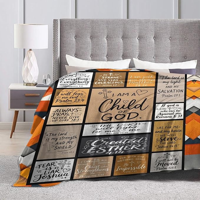 Christian Gift for Women, Bible Inspirational Throw Blanket for Couch, Soft Flannel Blanket, 30"x 40" Prayers Blankets for Bedroom Sofa Living Christmas Halloween Decoration