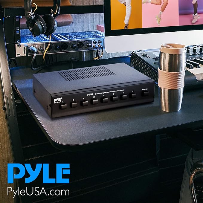 Pyle Premium New and Improved 8 Zone Channel Speaker Switch Selector Switch Box Hub Distribution Box for Multi-Channel High Powered Stereo Amplifier A/B/C/D Switches | 6 Pairs Of speakers - PSS8