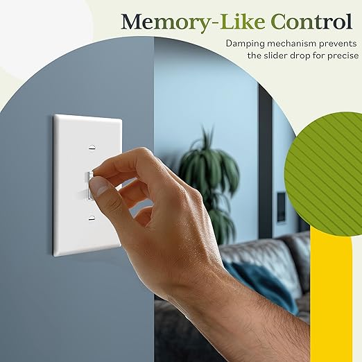 TG Toggle Dimmer Switch for LED, CFL, Incandescent Bulbs, Single-Pole or 3-Way, 2-Wire, No Neutral Required, Quiet Glide, UL-Listed, Wall Plate Included, White, 6-Pack