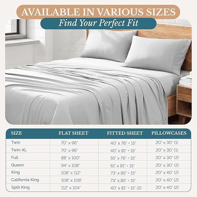 Casa Platino Twin Sheets, 3 Piece Set, Pre-Washed Ultra Soft & Breathable Twin Bed Sheets Set, Brushed Microfiber Sheets, Fade Resistant Bedding with Deep Pockets – Silver